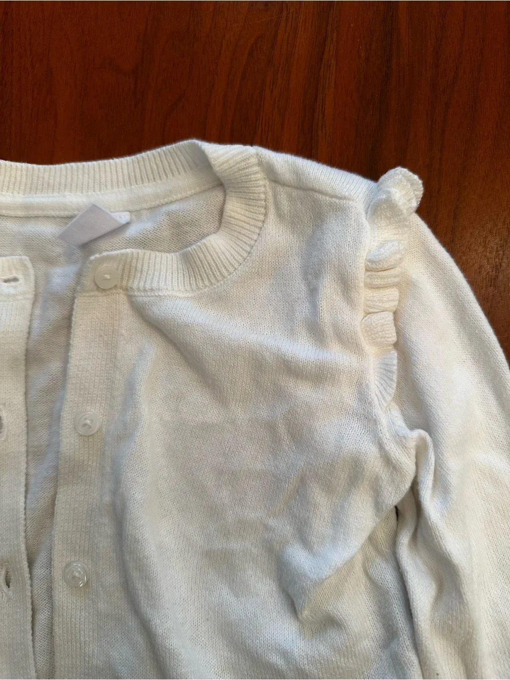 Gap girls White Ruffle Shoulder Cardigan Sweater size 5